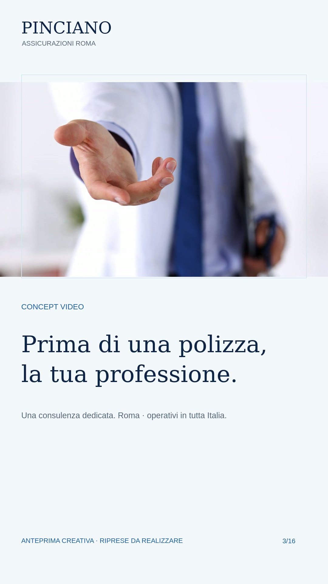 Fotogramma di apertura del concept video V2 — La consulenza, davvero